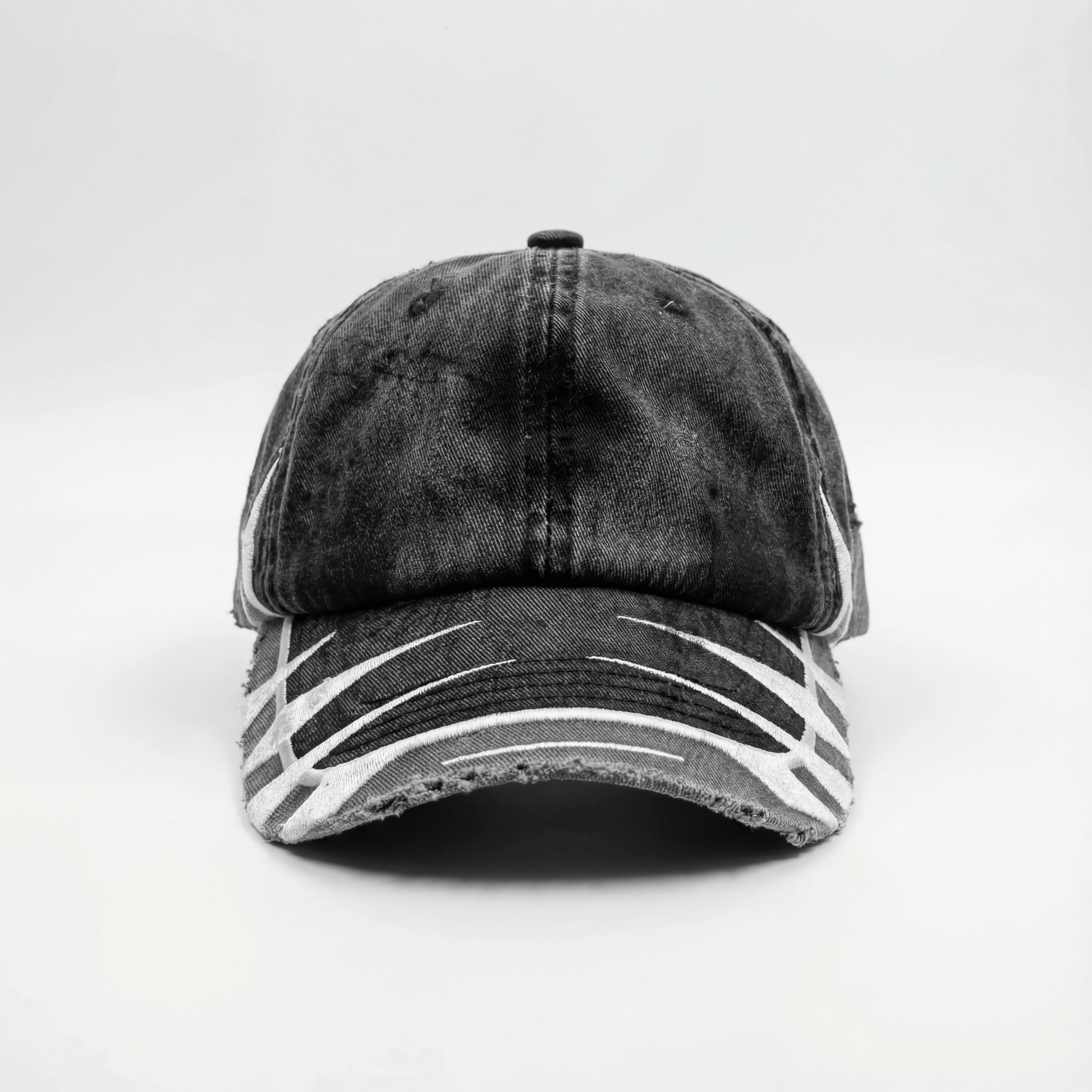 madebycrumble AVALIN black two-tone cotton cap, star embroidery streetwear accessory front view