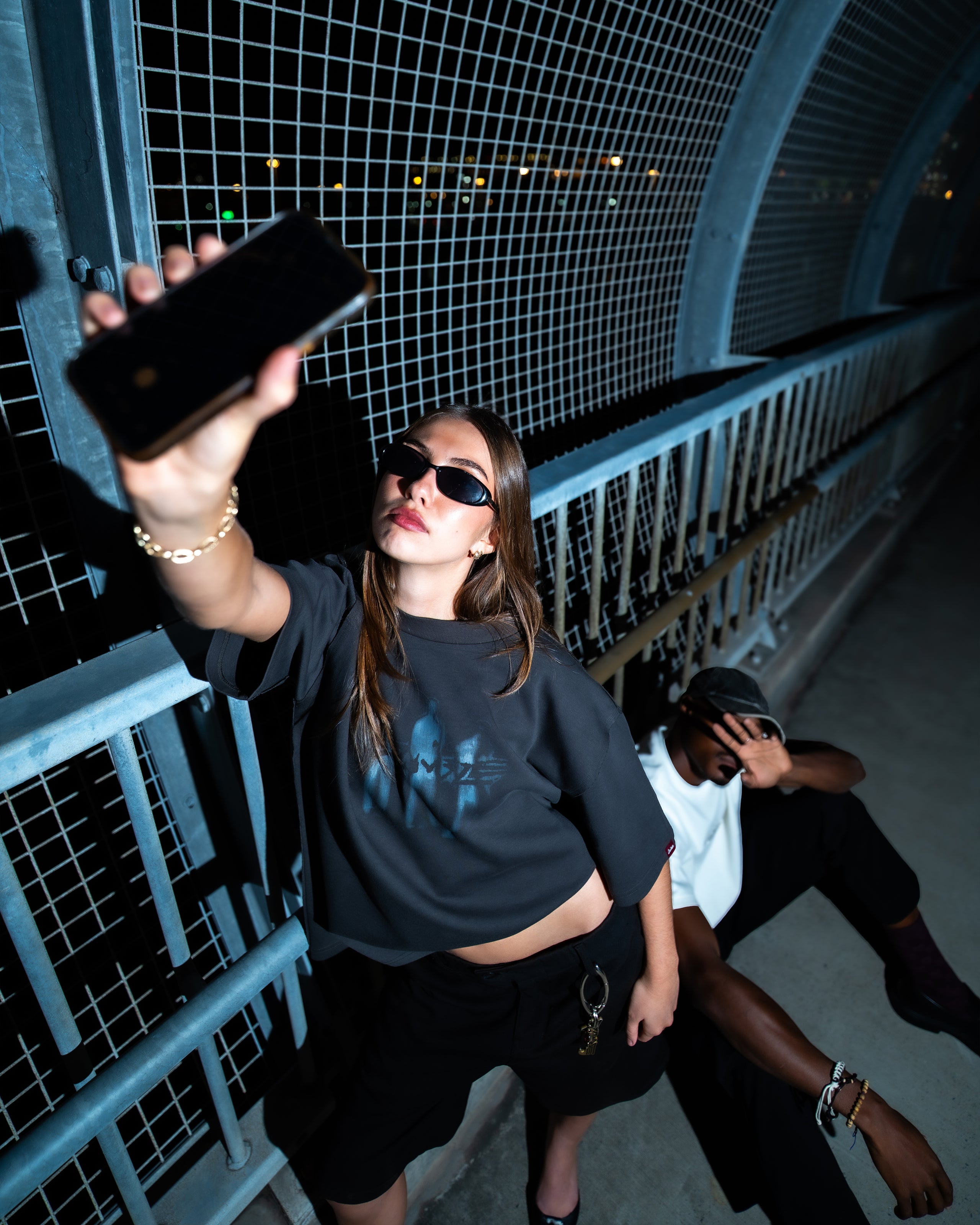 Male and Female both wearing heavyweight boxed fitted t-shirts